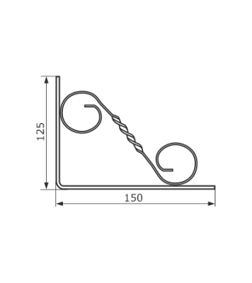 На картинке «Кронштейн фигурный "Домарт" 150х125 мод.3 витой белый »