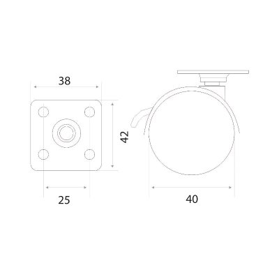 На картинке «Опора колесная "40" (10.01.07) с тормозом»