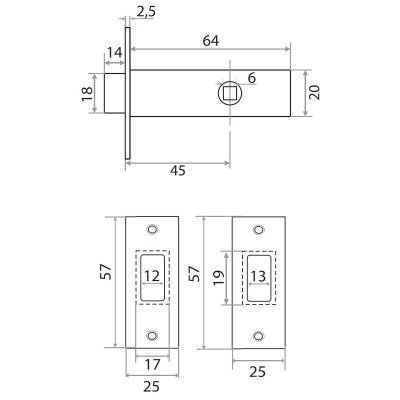 На картинке «Задвижка дверная "Trodos" 126-45 CP, хром»
