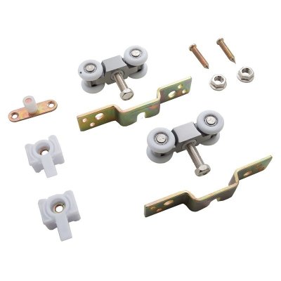 На картинке «Комплект роликов для раздвижных дверей "TRODOS" "QD-018" с фиксатором (верхний/накладной)»