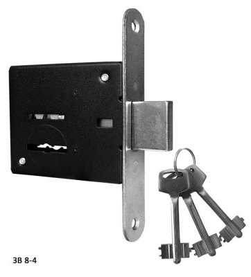 На картинке «Замок врезной ЗВ8-4 "Омега" 3 ключа»