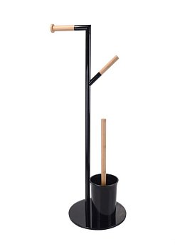 Стойка напольная для туал. бумаги с ершом черная B0447A B