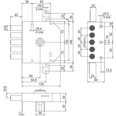 На картинке «Замок накладной "Эльбор Гранит" 1.06.51. МА»