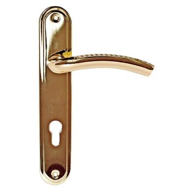 На картинке «Комплект ручек на планке "Trodos" AL106/85-M (PB) золото (85мм)»