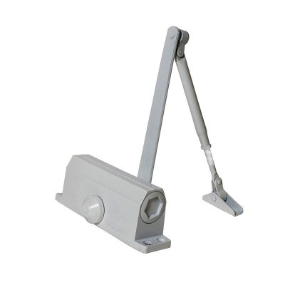 На картинке «Доводчик дверной "Trodos"TD-100  с фиксацией 90° белый»