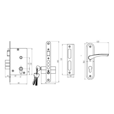 На картинке «Замок врезной ЗВ4-2-01 "Омега" медь»