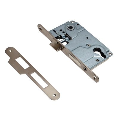 На картинке «Замок врезной "Trodos" 85R1 под цилиндр, никель (SN)»