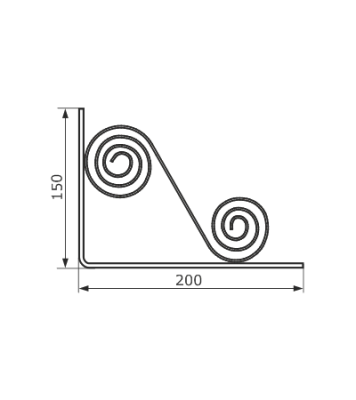 На картинке «Кронштейн фигурный "Домарт" 200х150 мод.5 витой черный »