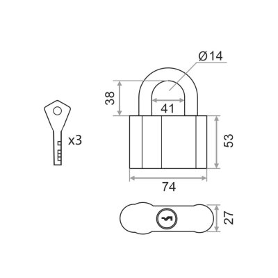 На картинке «Замок навесной Vrata BC-AL-2 алюминий, серый»