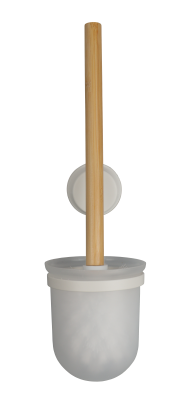 На картинке «Ерш сантехнический белый,  металл/бамбук на присоске W7837-4»