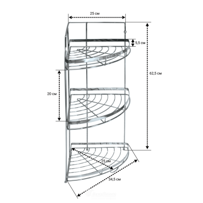 На картинке «Полка хром 3-ая угловая АЕ-596»