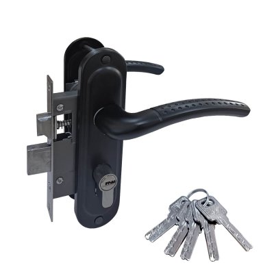 На картинке «Замок врезной 50/LA02 межосевое 50 мм ключ/ключ BL (черный) MARLOK»