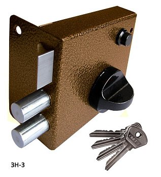 Замок накладной ЗН3 Омега с защёлкой, бронза (г.Димитровград)