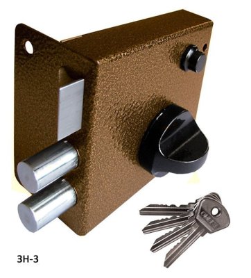 На картинке «Замок накладной ЗН3 "Омега" с защёлкой, бронза»