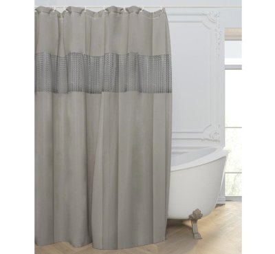 На картинке «Штора для ванной Peva с 3D вставкой (серая) 1,8*2,0»