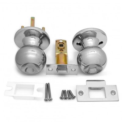 На картинке «Ручка-защелка /кноб/ межкомнатная SOLLER ЗШ-05 BKPS CP хром  без ключа и фиксатора»