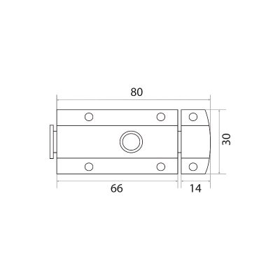 На картинке «Шпингалет накладной "Trodos" 01.04.05 с кнопкой SN  ( никель )»