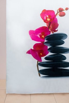 На картинке «Штора для ванной "Delphinium" WS-817 люверс/утяжелитель, орхидея 180х180»