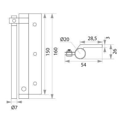 На картинке «Доводчик дверной пружинный "Trodos"TD-35 серебро»