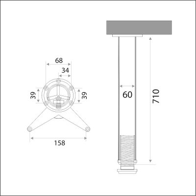 На картинке «Труба для опоры Н=710 d=60 боковое крепление (усы) хром»