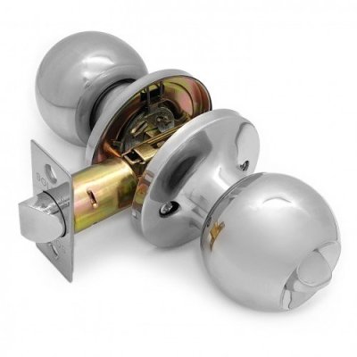 На картинке «Ручка-защелка /кноб/межкомнатная SOLLER ЗШ-03  хром без ключа с фиксатором»