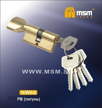 Механизм цилиндровый MSM Латунь ЦМВ 60-5К 5 ключей_вертушка золото (PB)