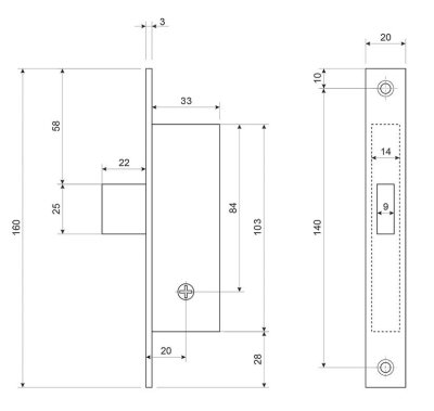 На картинке «Замок врезной ЗВ "DoorLock" 212-S 3 крестовых ключа, хром»