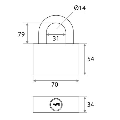 На картинке «Замок навесной "Trodos" (Box) ВС-АG-М1L длинная дужка, бронза*»