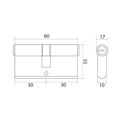 На картинке «Механизм цилиндровый "Trodos Латунь" ЦМП 60-5К 5 перфоключей, хром (CP)»