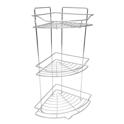 На картинке «Полка настенная Delphinium 3-ярусная угловая "АЕ-436", хром»