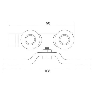 На картинке «Комплект роликов для раздвижных дверей "TRODOS" "QD-978" с фиксатором (верхний/вкладной)»