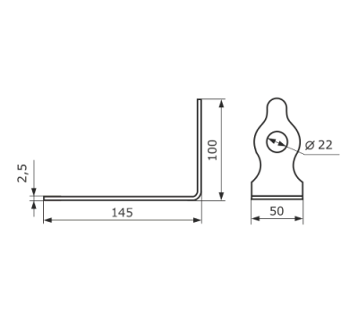 На картинке «Проушина угловая 145х100х50 "Домарт" чёрная »
