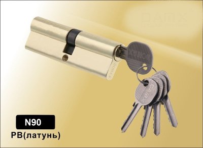 На картинке «Механизм цилиндровый простой ключ-ключ N90 мм DAMX PB (Полированная латунь)»