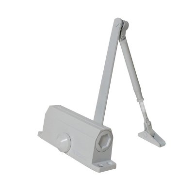 На картинке «Доводчик дверной "Trodos"TD-080  с фиксацией 90° белый»