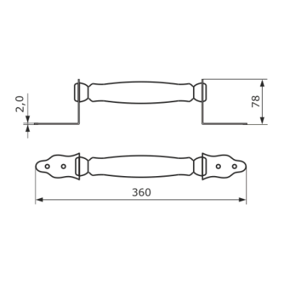 На картинке «Ручка декоративная мод.2 "Домарт" без лака (г.Балаково)»