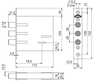 На картинке «Замок врезной "Эльбор Кремень" 1.04.03.»