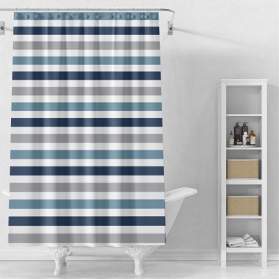 На картинке «Штора для ванной Delphinium "Горизонт" ПВХ 180х200см, 12 колец, синий»