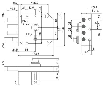 На картинке «Замок накладной "Эльбор Базальт" 1.05.59 МА »