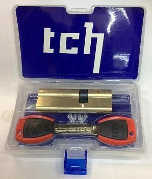 Механизм цилиндровый TCH-Центрованный 70мм(35х35 ) перекодируемый, 2+6 ключей, латунь (Пластикбокс