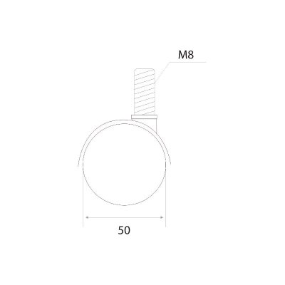 На картинке «Опора колесная "50" (10.02.07) с резьбой  М-8 без стопора»