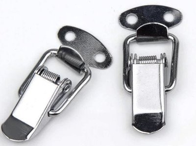 На картинке «Замок-защёлка "Лягушка №0"(48х14мм) мили, подпружиненный, хром»