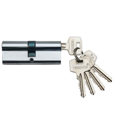 На картинке «Механизм цилиндровый "Trodos ЦАМ" ЦМ 90-5К 5 ключей, хром (CP)»
