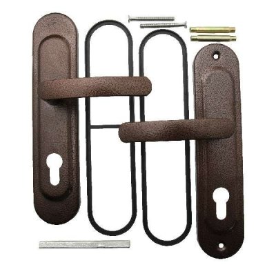 На картинке «Комплект ручек для китайской двери "НP-09-208 под ЛУЧ" универсальная, медь»