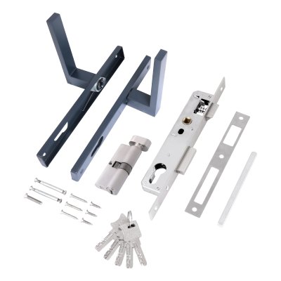 На картинке «Замок врезной с/руч СТАНДАРТ 8520.02.9005 черный, ключ-вертушка »