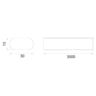 На картинке «Труба овальная 30х15х3000х0,8 хром»