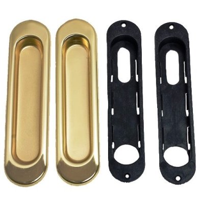 На картинке «Ручки для раздвижных дверей "Trodos" овал h-152 мм, золото (PB)(пара)»