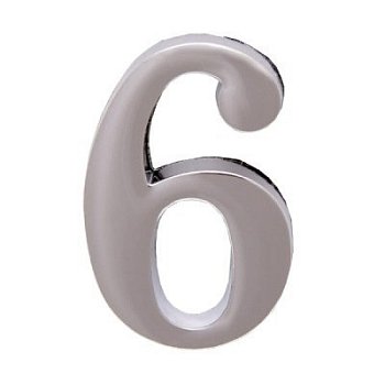 Цифра дверная металл Аллюр 6 клеевая, хром