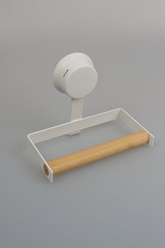 Держатель для полотенец белый, металл_бамбук на присоске W7837-3