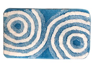Коврик Круги 45х75 см микрофибра, голубой