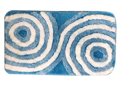 На картинке «Коврик "Круги" 45х75 см микрофибра, голубой»